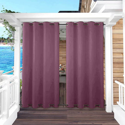 Outdoor Curtains Waterproof Grommet Top & Bottom 1 Panel - Plum