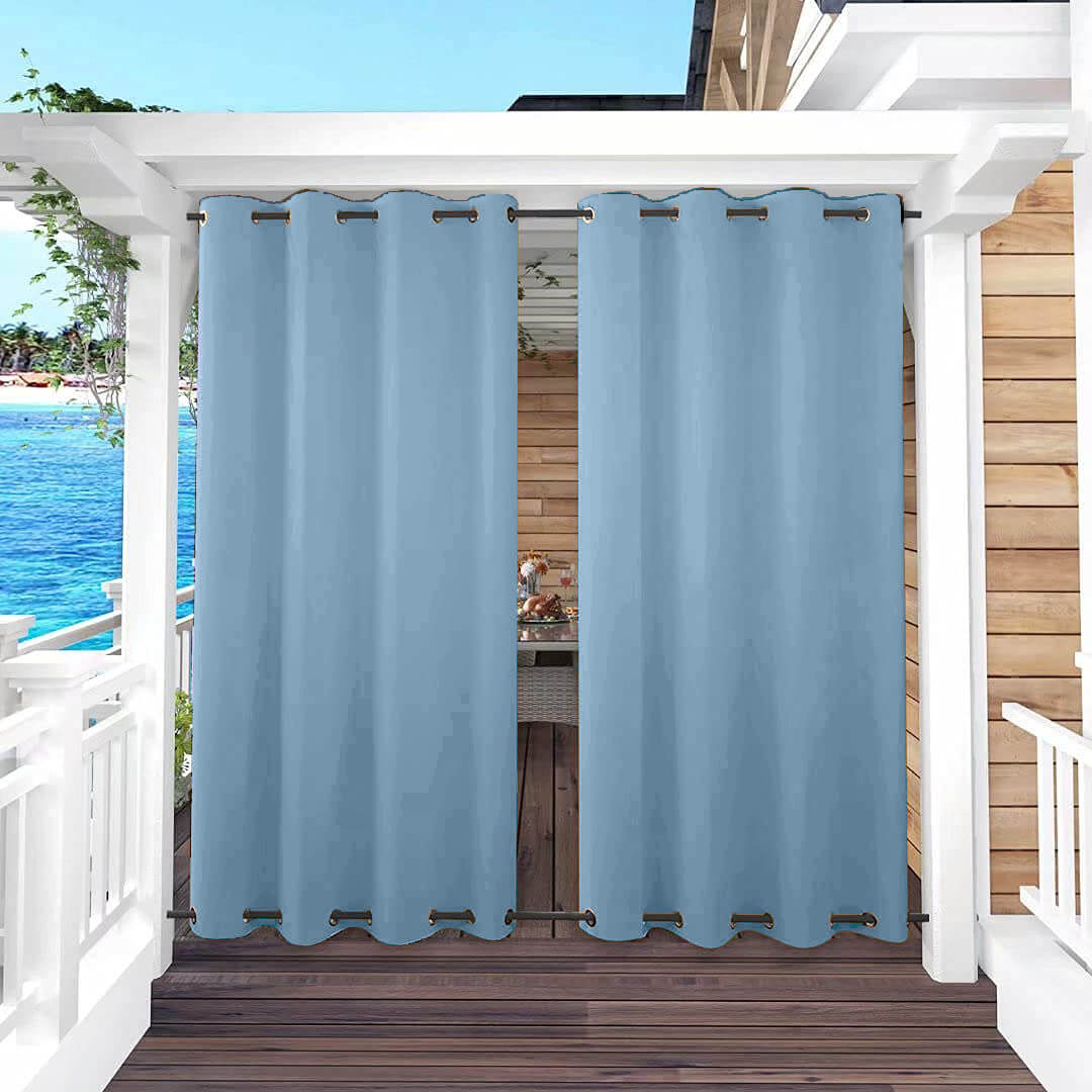 Waterproof Windproof Outdoor Curtains Top & Bottom Grommet 1 Panel