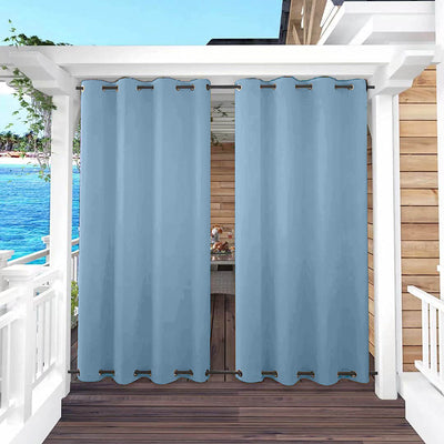 Outdoor Curtains Waterproof Grommet Top & Bottom 1 Panel - Saphhire Blue