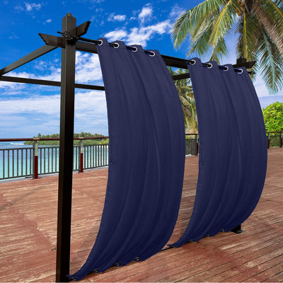 Outdoor Curtains Waterproof Grommet Top & Bottom 1 Panel - Navy