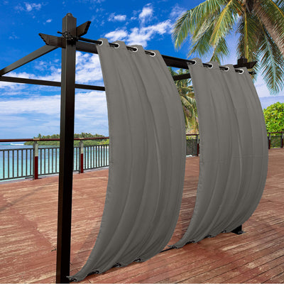 Outdoor Curtains Waterproof Grommet Top & Bottom 1 Panel - Charcoal
