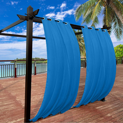 Outdoor Curtains Waterproof Grommet Top & Bottom 1 Panel - Pacific Blue