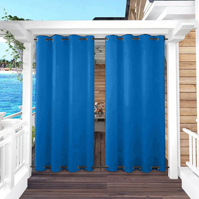 Outdoor Curtains Waterproof Grommet Top & Bottom 1 Panel - Pacific Blue