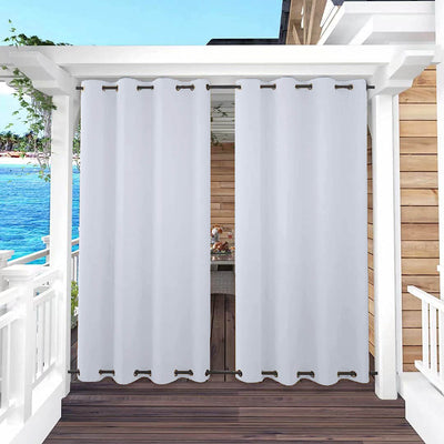 Outdoor Curtains Waterproof Grommet Top & Bottom 1 Panel - Greyish White