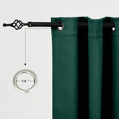 Outdoor Curtains Waterproof Grommet Top & Bottom 1 Panel - Dark Green