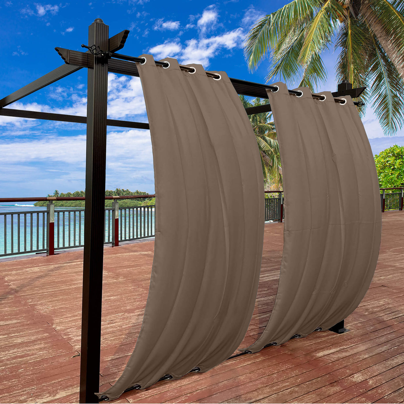 Outdoor Curtains Waterproof Grommet Top & Bottom 1 Panel - Slate Gray