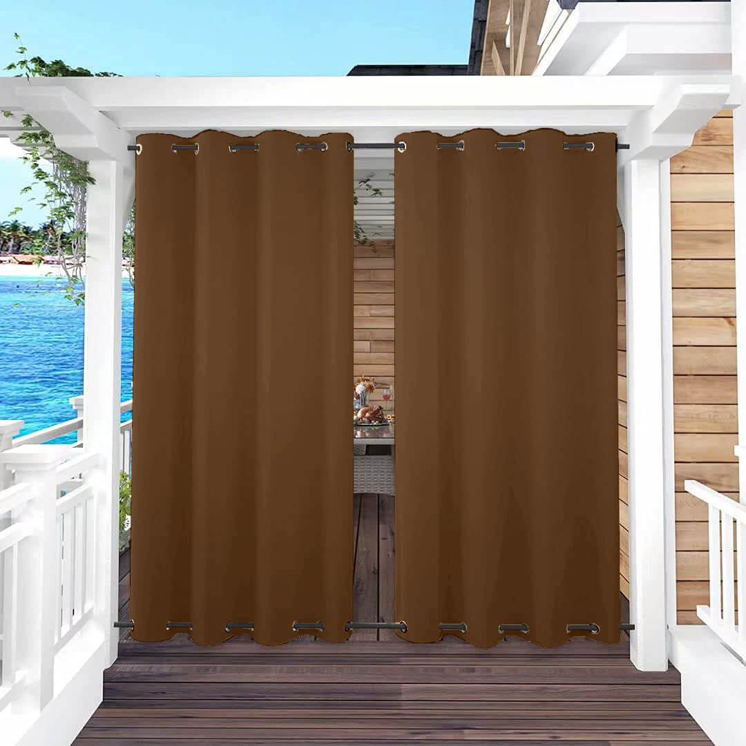 Outdoor Curtains Waterproof Grommet Top & Bottom 1 Panel - Coffee