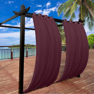 Outdoor Curtains Waterproof Grommet Top & Bottom 1 Panel - Wine