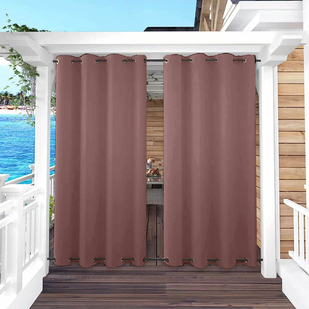 Outdoor Curtains Waterproof Grommet Top & Bottom 1 Panel - Light Brown