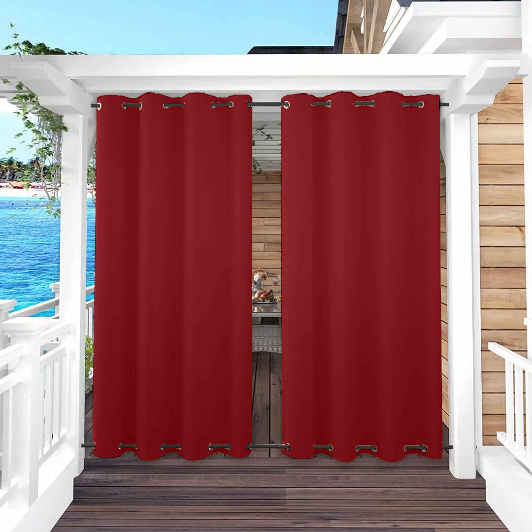 Outdoor Curtains Waterproof Grommet Top & Bottom 1 Panel - Red