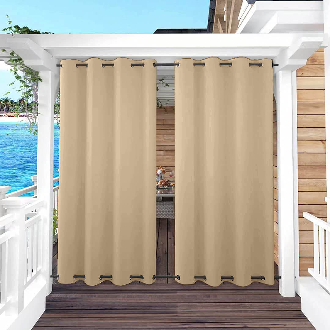 Outdoor Curtains Waterproof Grommet Top & Bottom 1 Panel - Camel