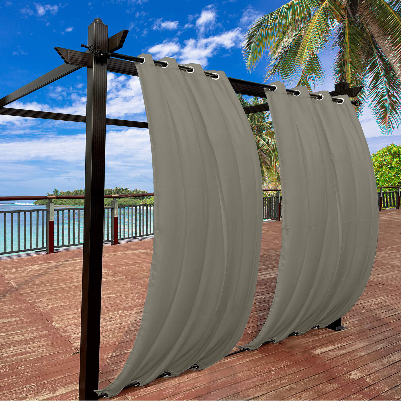 Outdoor Curtains Waterproof Grommet Top & Bottom 1 Panel - Taupe
