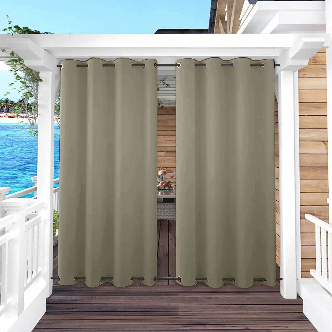Outdoor Curtains Waterproof Grommet Top & Bottom 1 Panel - Taupe