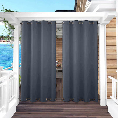 Outdoor Curtains Waterproof Grommet Top & Bottom 1 Panel - Grey