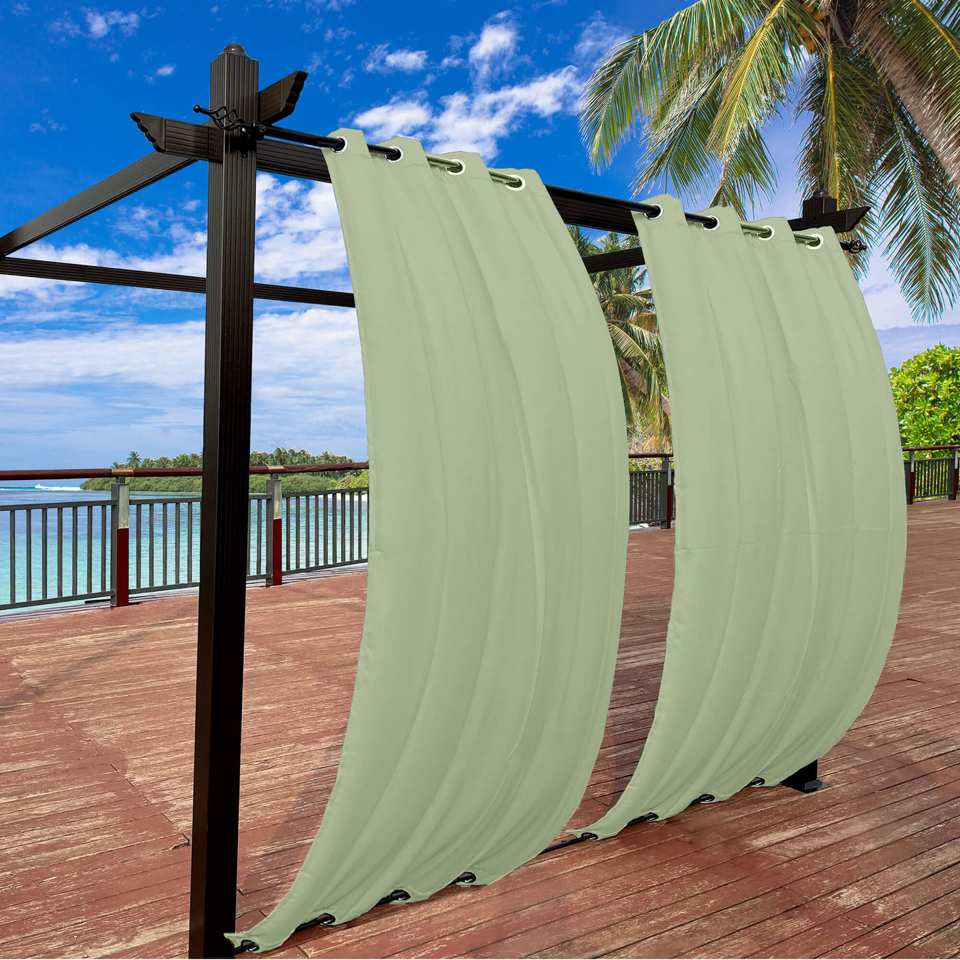 Outdoor Curtains Waterproof Grommet Top & Bottom 1 Panel - Macaw
