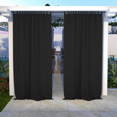 Outdoor Curtains Waterproof Tab Top 1 Panel - Raven Black