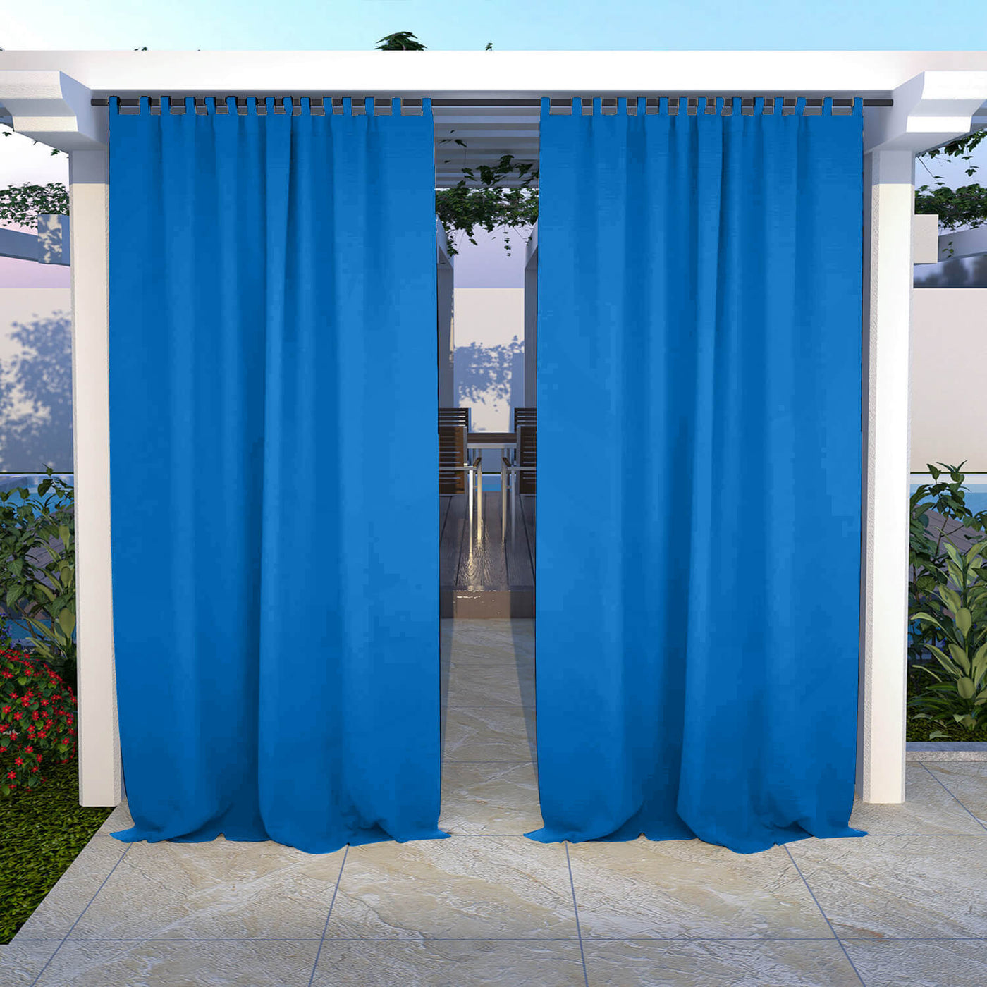 Outdoor Curtains Waterproof Tab Top 1 Panel - Pacific Blue