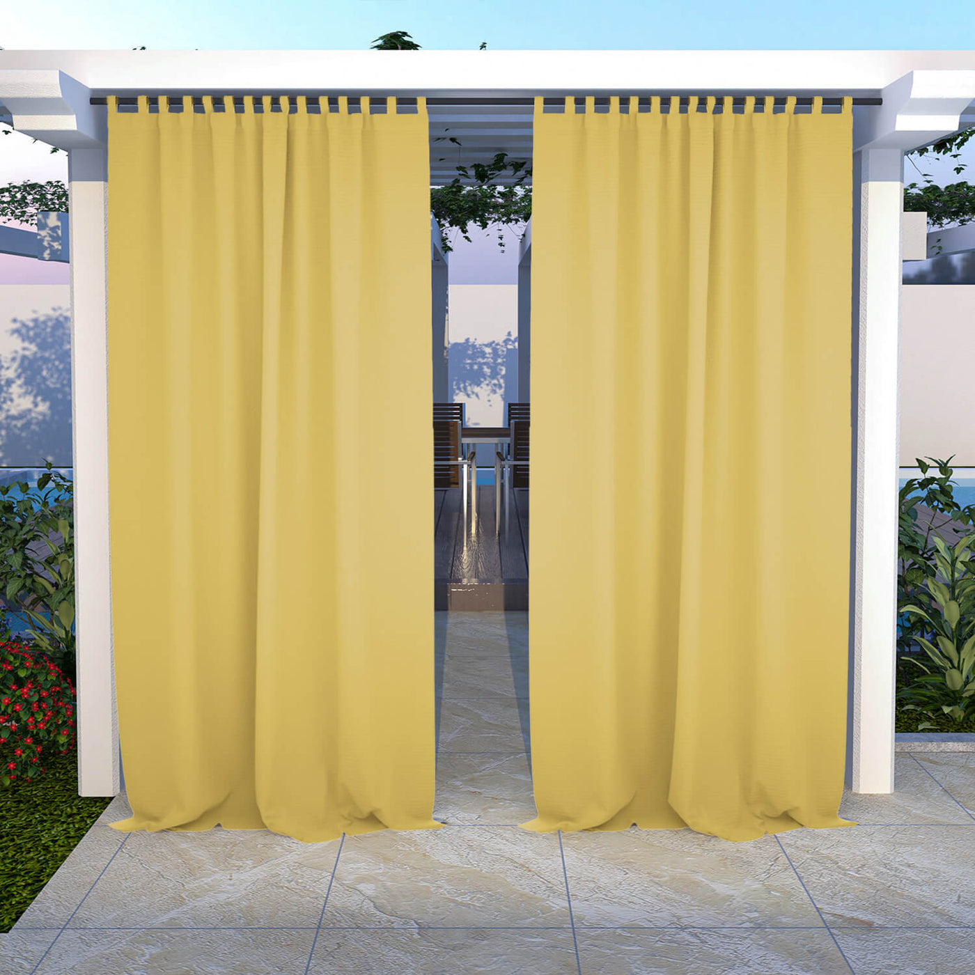 Outdoor Curtains Waterproof Tab Top 1 Panel - Yellow