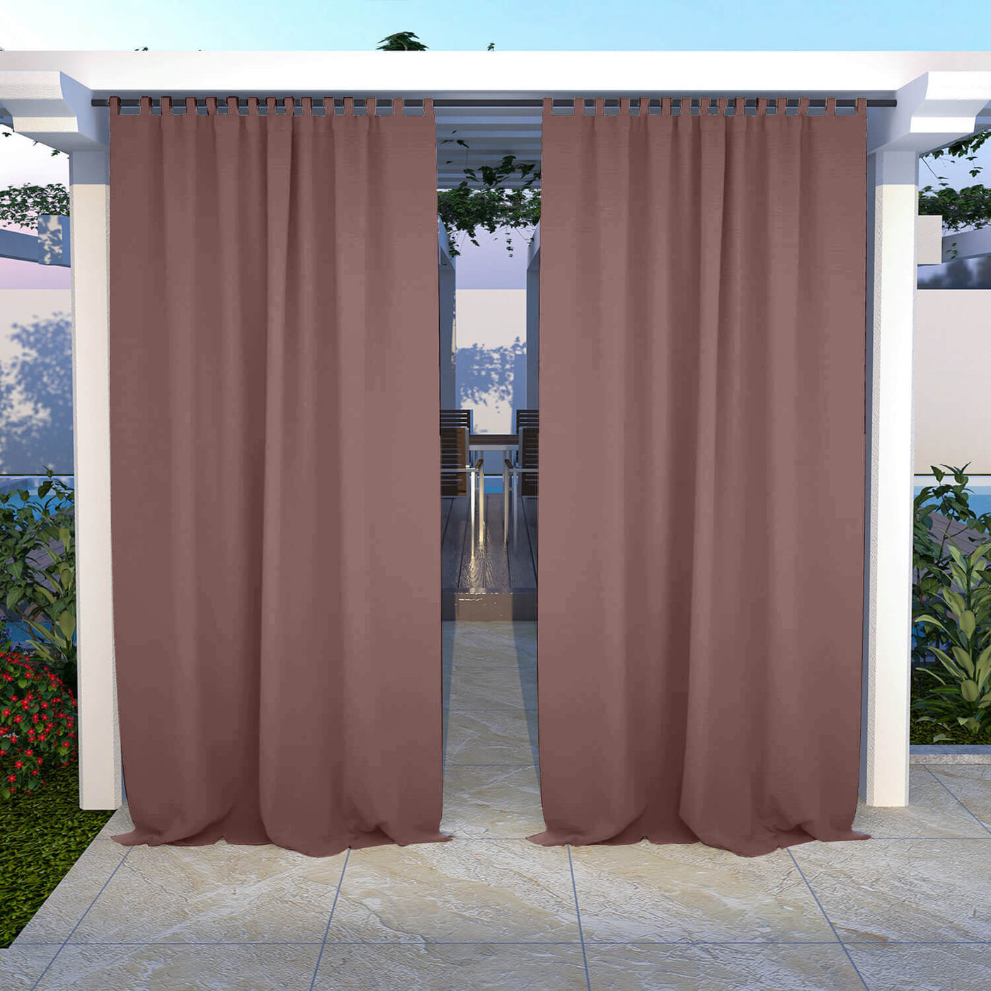 Outdoor Curtains Waterproof Tab Top 1 Panel - Light Brown