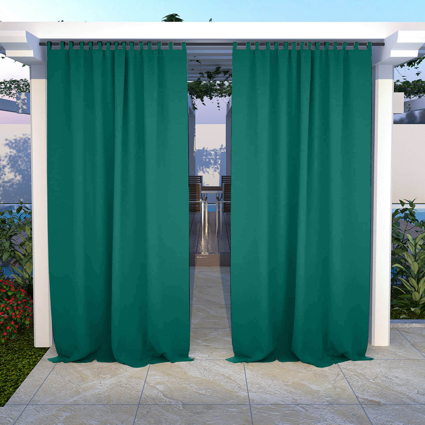 Outdoor Curtains Waterproof Tab Top 1 Panel - Forest Green