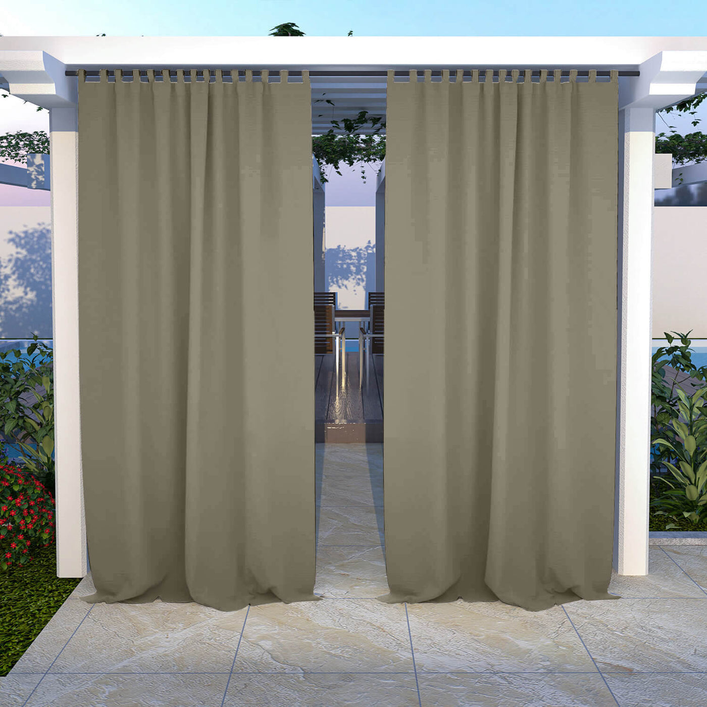 Outdoor Curtains Waterproof Tab Top 1 Panel - Taupe